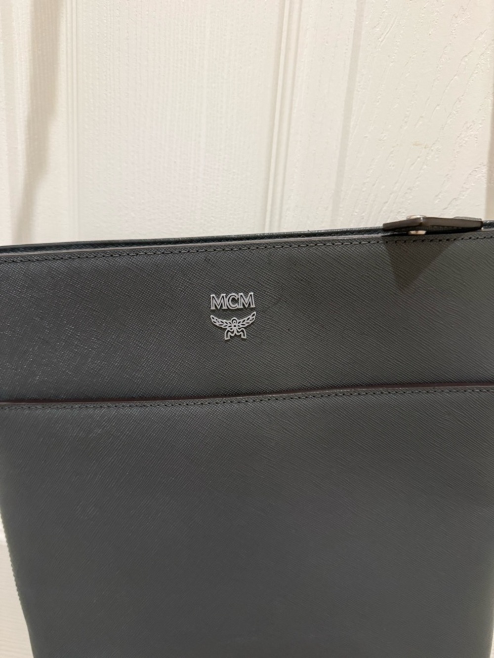 MCM Charcoal Gray Crossbody Messenger Bag Adjustable Strap Unisex